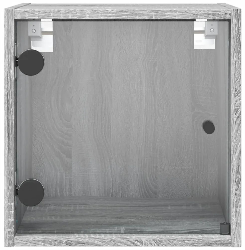 Mesa cabeceira c/ portas vidro 2 pcs 35x37x35cm cinzento sonoma