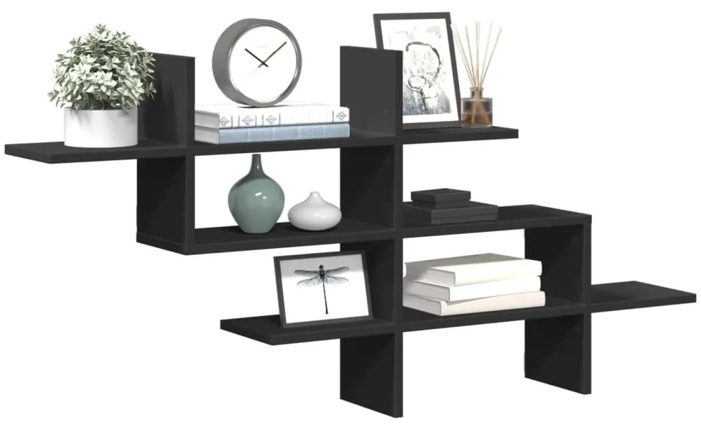 vidaXL Prateleira de parede 124,5x18x60,5cm derivados de madeira preto