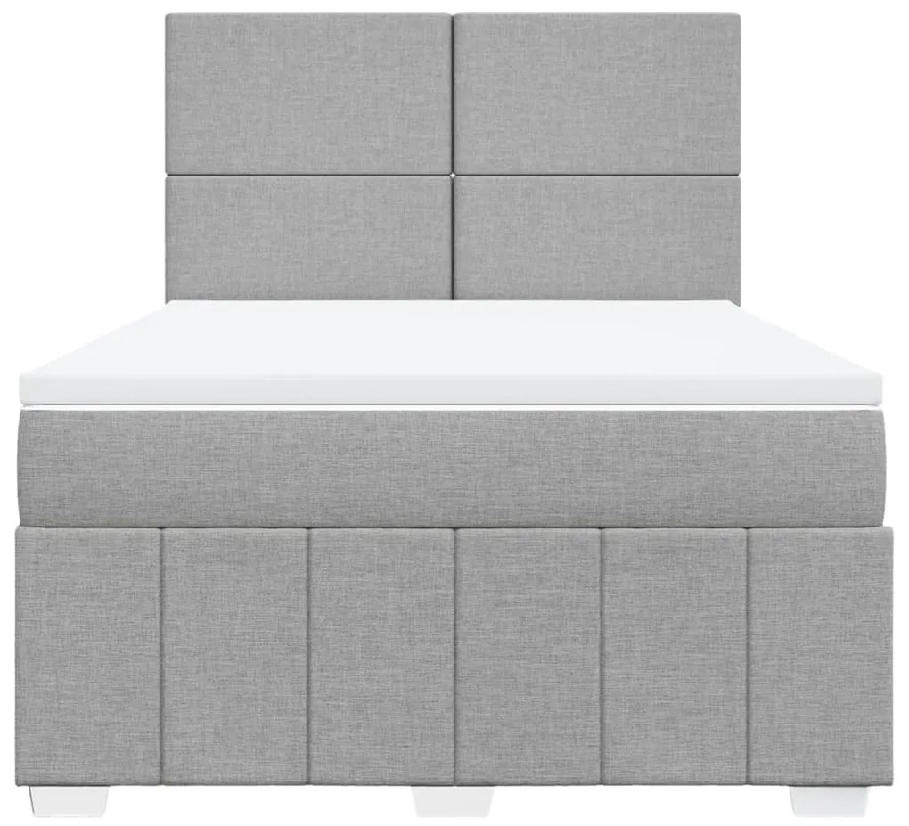 Cama com molas/colchão 140x190 cm tecido cinzento-claro