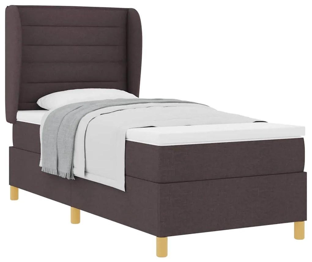 Cama Box Spring com Colchão vidaXL Castanho Escuro 80x200 cm em Tecido