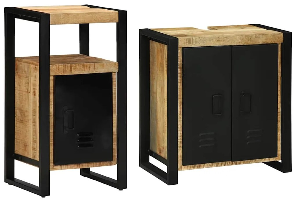 Conjunto de Móveis para Banheiro 2 pcs Madeira de manga rústica