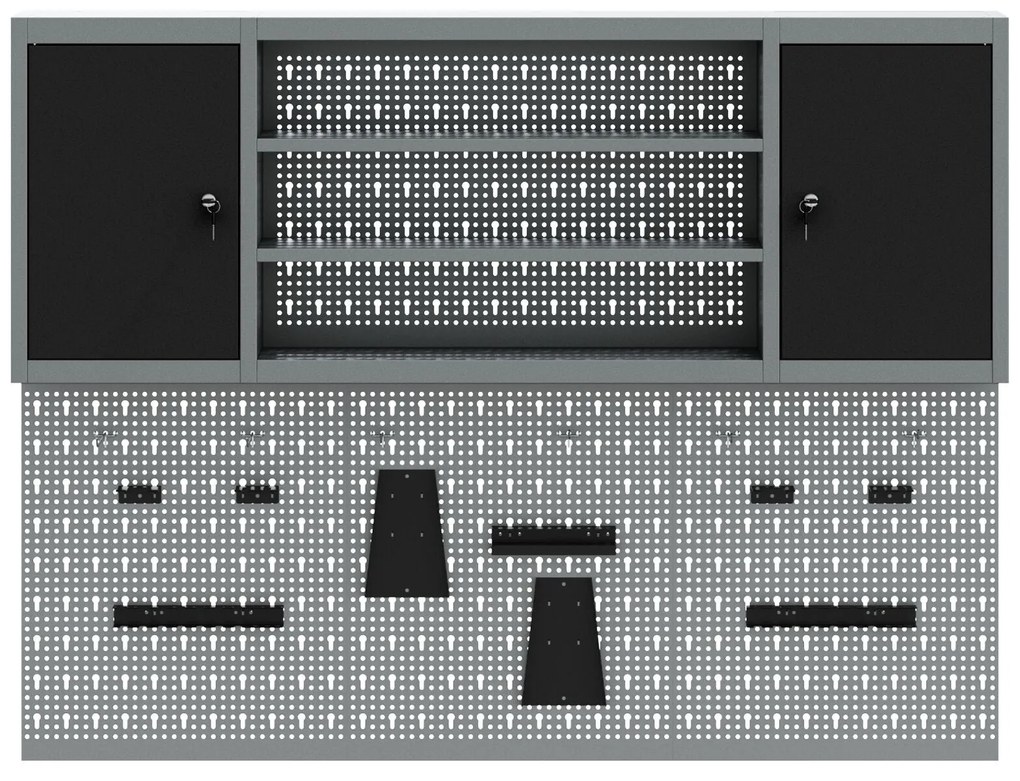 Conjunto de Armário de Ferramentas e Painel de Ferramentas de 6 Peças