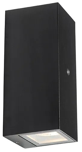 Candeeiro de parede preto 2 luzes IP44 com sensor crepuscular - Baleno II