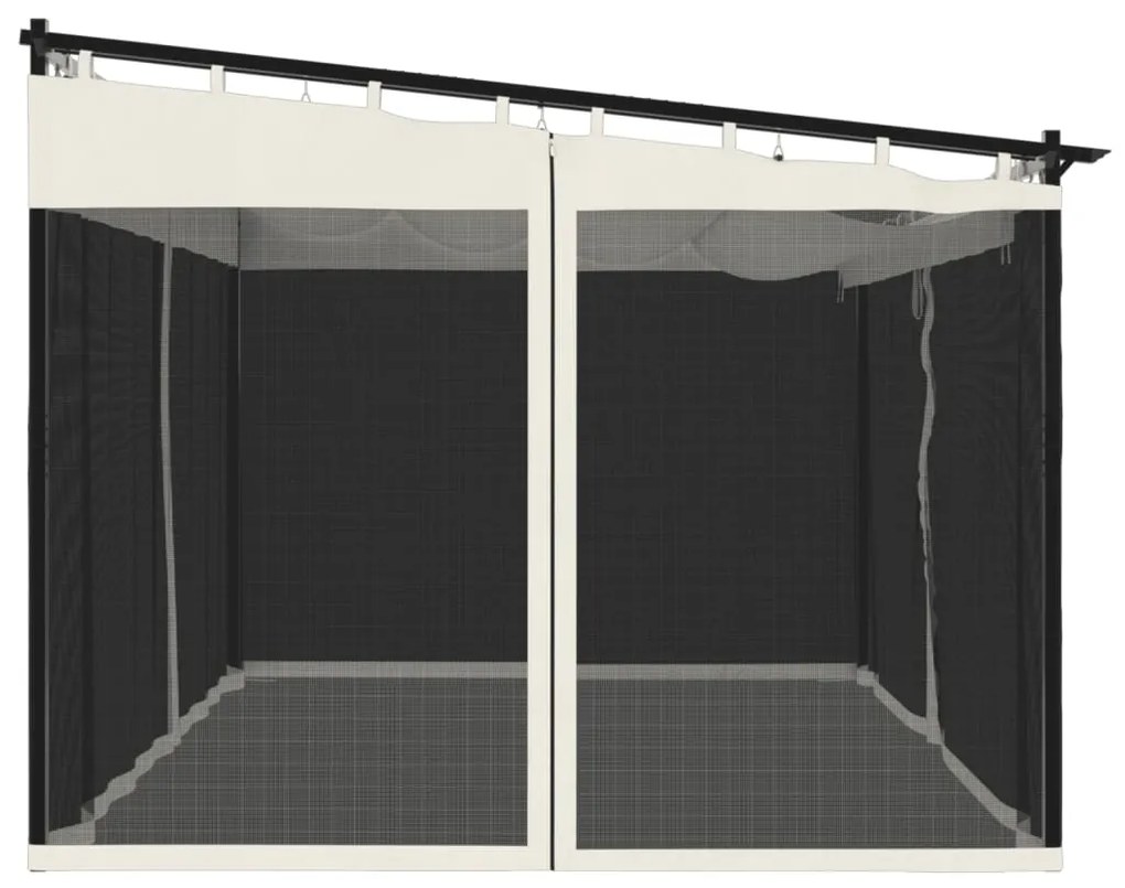 Gazebo com paredes de malha 4x3 m aço creme