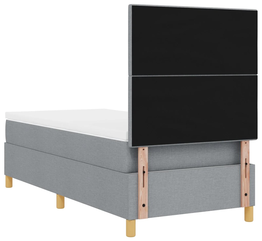 Cama Box Spring com Colchão Cinza Claro 80x200 cm Tecido