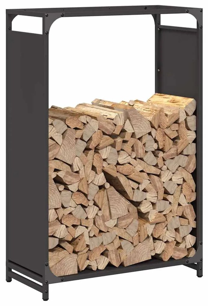 Suporte para lenha 60x28x90 cm aço laminado a frio preto