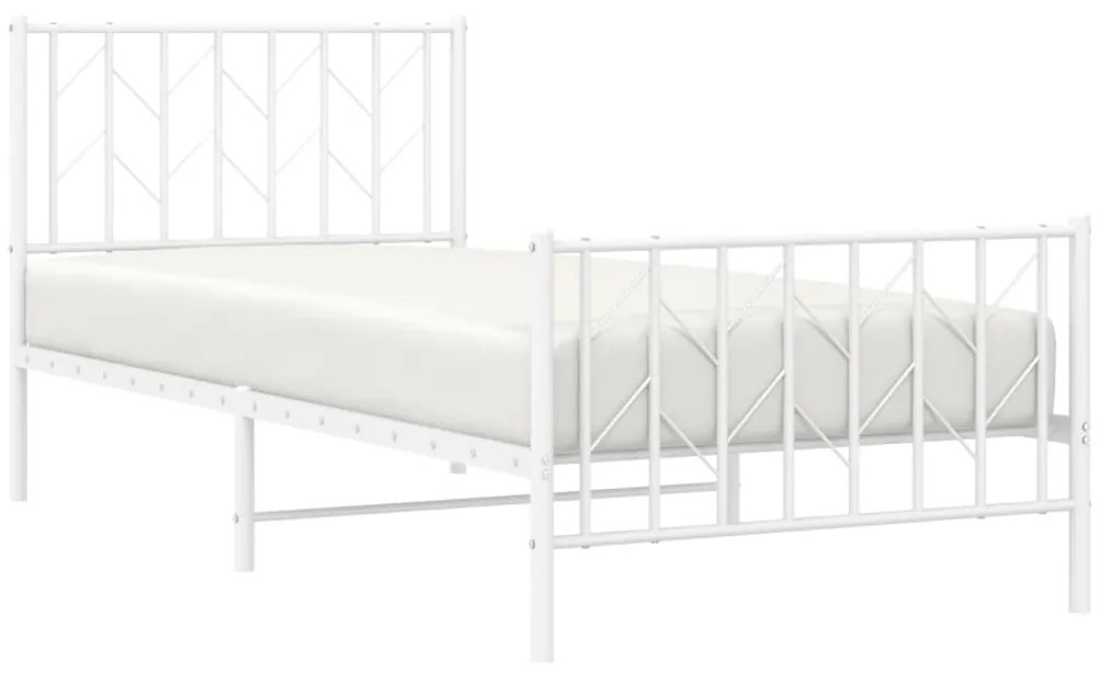 Estrutura de cama com cabeceira e pés 90x200 cm metal branco