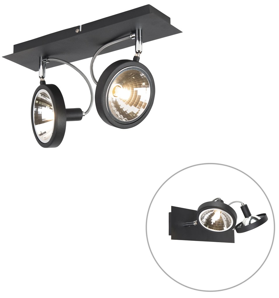 Projetores de design preto 2-luzes ajustáveis - Nox Moderno