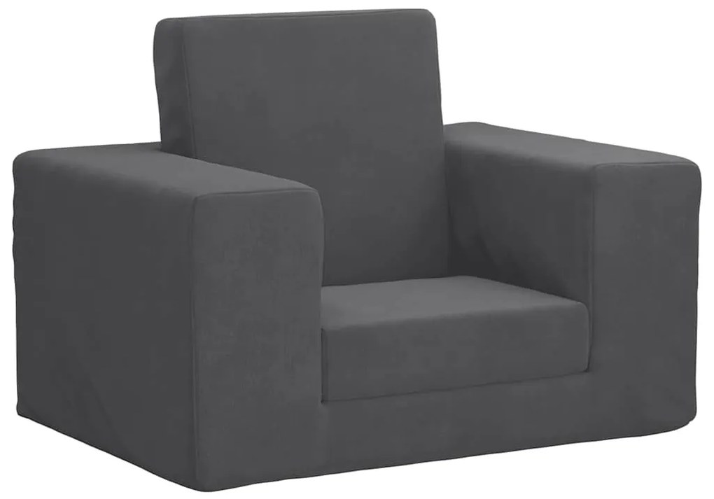 vidaXL Sofá-cama infantil pelúcia macia antracite