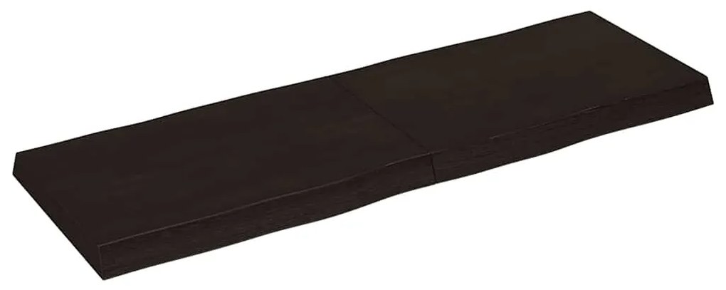 Tampo de mesa com bordas vivas maciço tratado castanho-escuro