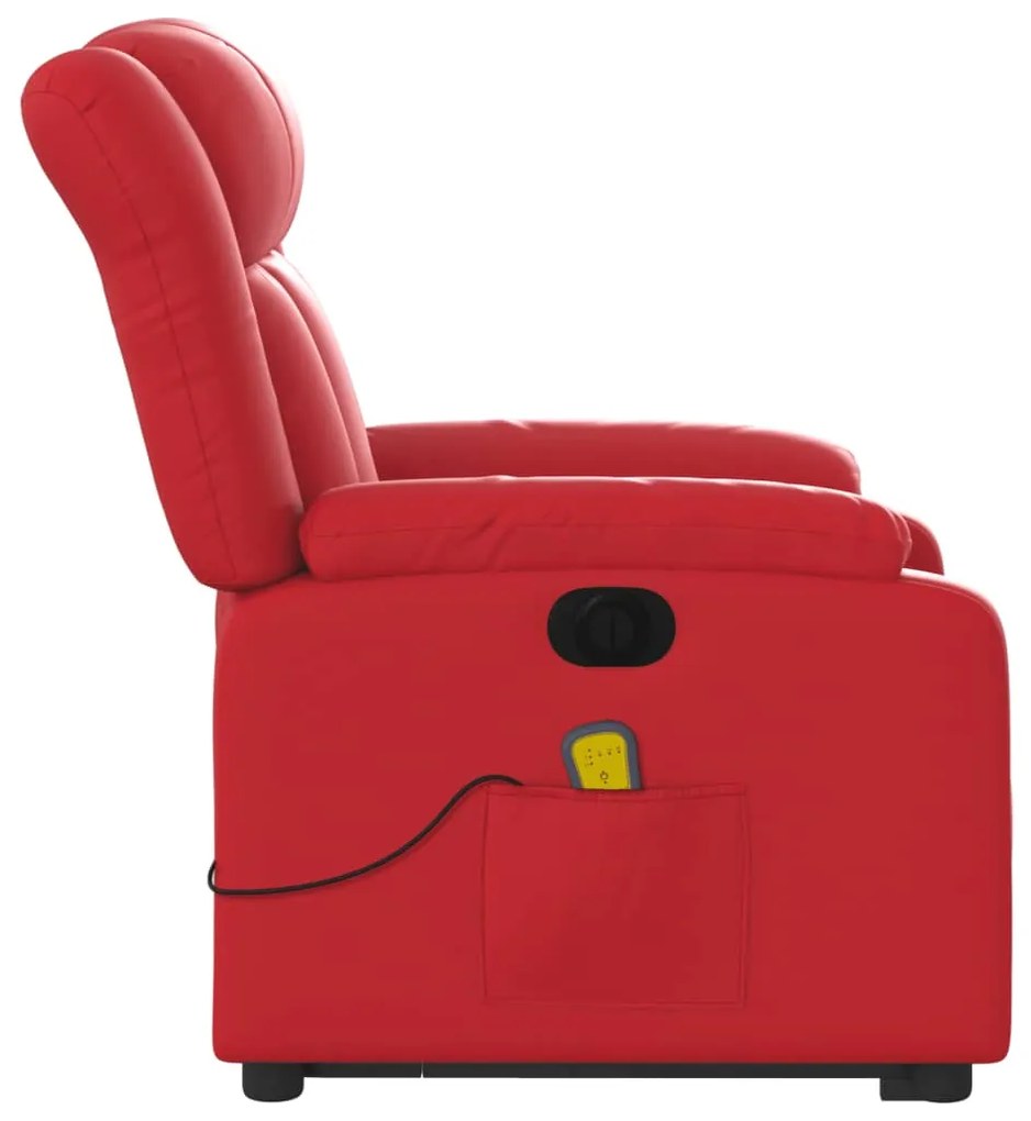 Poltrona reclinável elevatória elétrica couro artif. vermelho