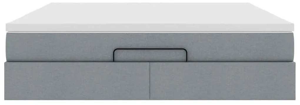 Estrutura cama otomana colchão 160x200 cm tecido cinzento claro