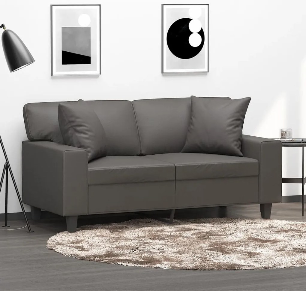 Almofadas decorativas 2 pcs 40x40 cm couro artificial cinzento