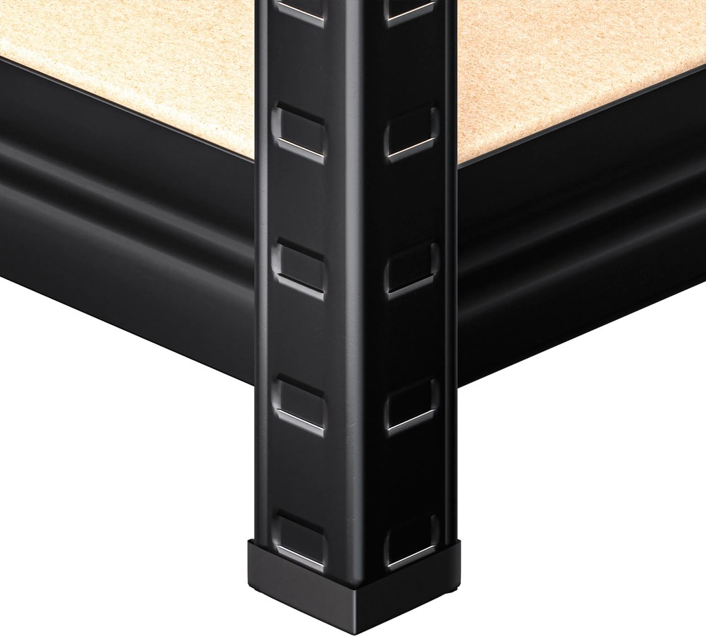 Estante em aço galvanizado para cargas pesadas até 875 kg, 180 x 70 x 40 cm Preto