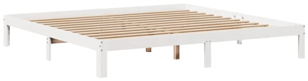 Estrutura de cama com cabeceira 200x200 cm pinho maciço branco