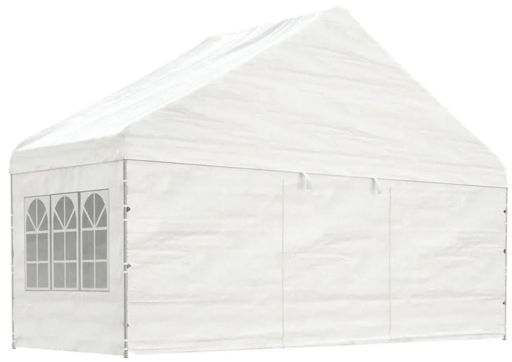 Gazebo com telhado 5,88x2,23x3,75 m polietileno branco