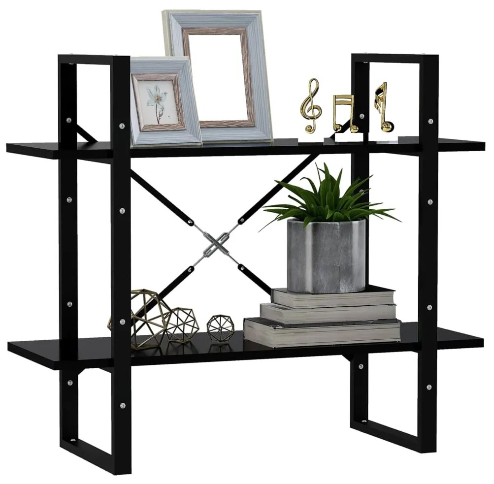 Estante com 2 prateleiras 80x30x70 cm derivados madeira preto