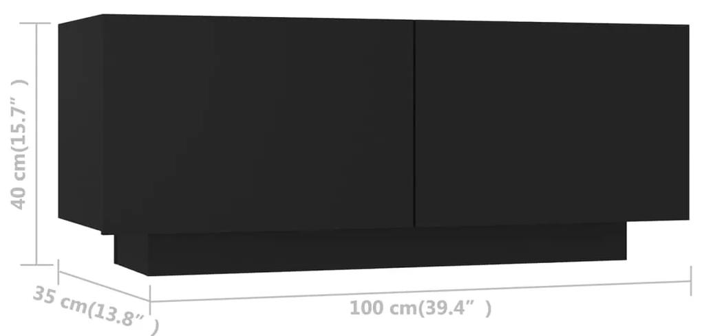 Móvel de TV 100x35x40 cm contraplacado preto