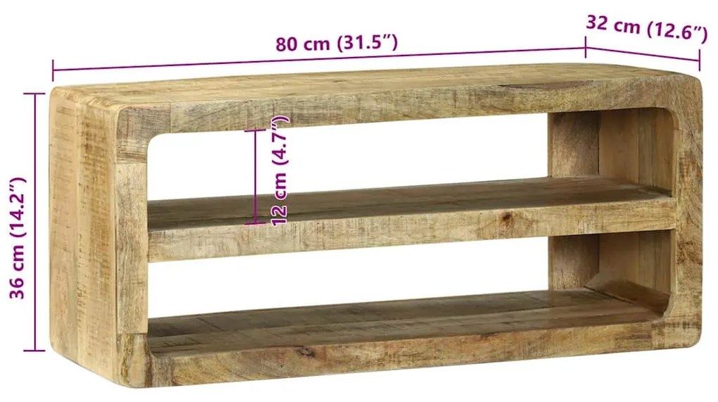 Móvel de TV 80x32x36 cm Madeira Maciça Mangueira