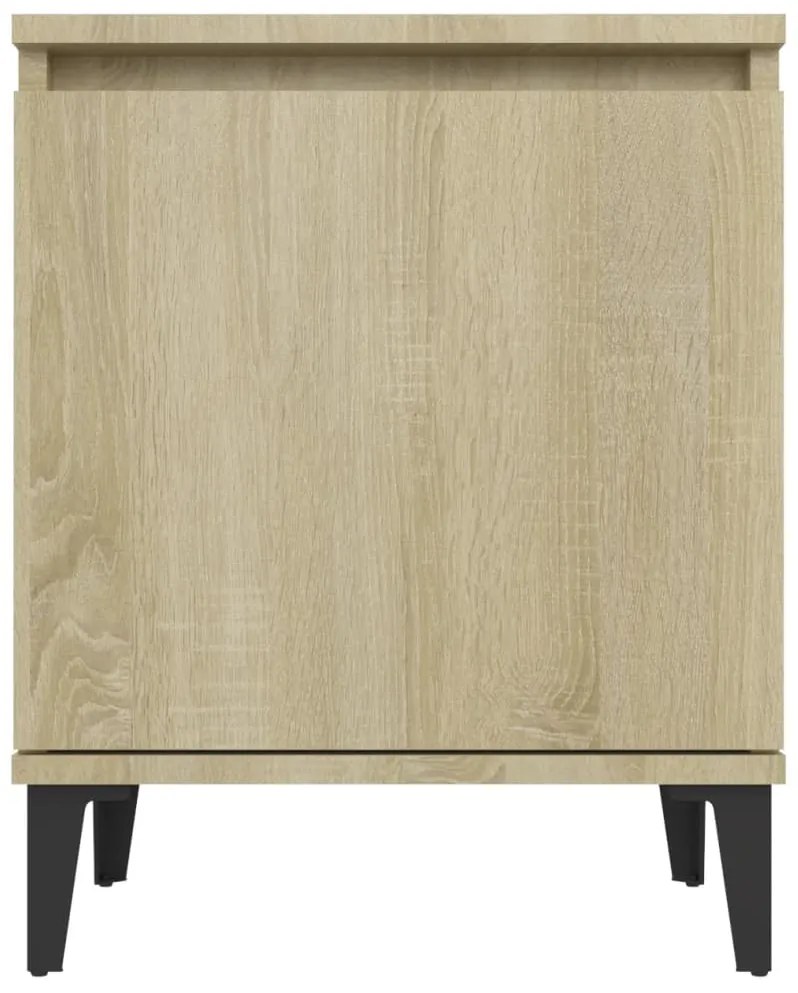 Mesa de cabeceira c/ pernas em metal 40x30x50cm carvalho sonoma