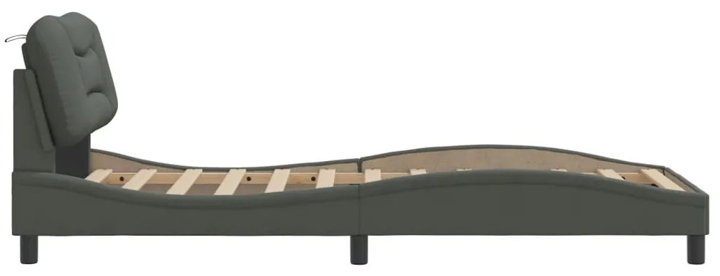 Estrutura de cama sem colchão 80x200 cm tecido cinzento-escuro