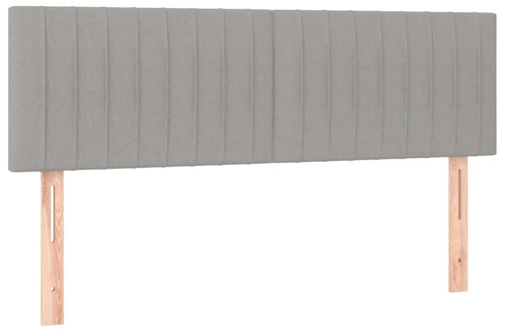 Cabeceira de cama c/ luzes LED tecido 144x5x78/88cm cinza-claro
