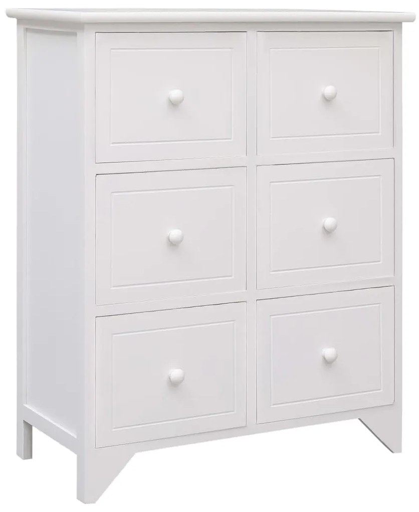 Armário com 6 gavetas 60x30x75 cm madeira de paulownia branco