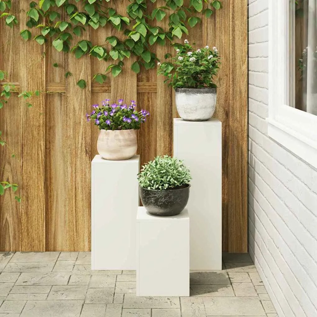 Suportes para Plantas Externas Pilar 3 pcs Branco Aço