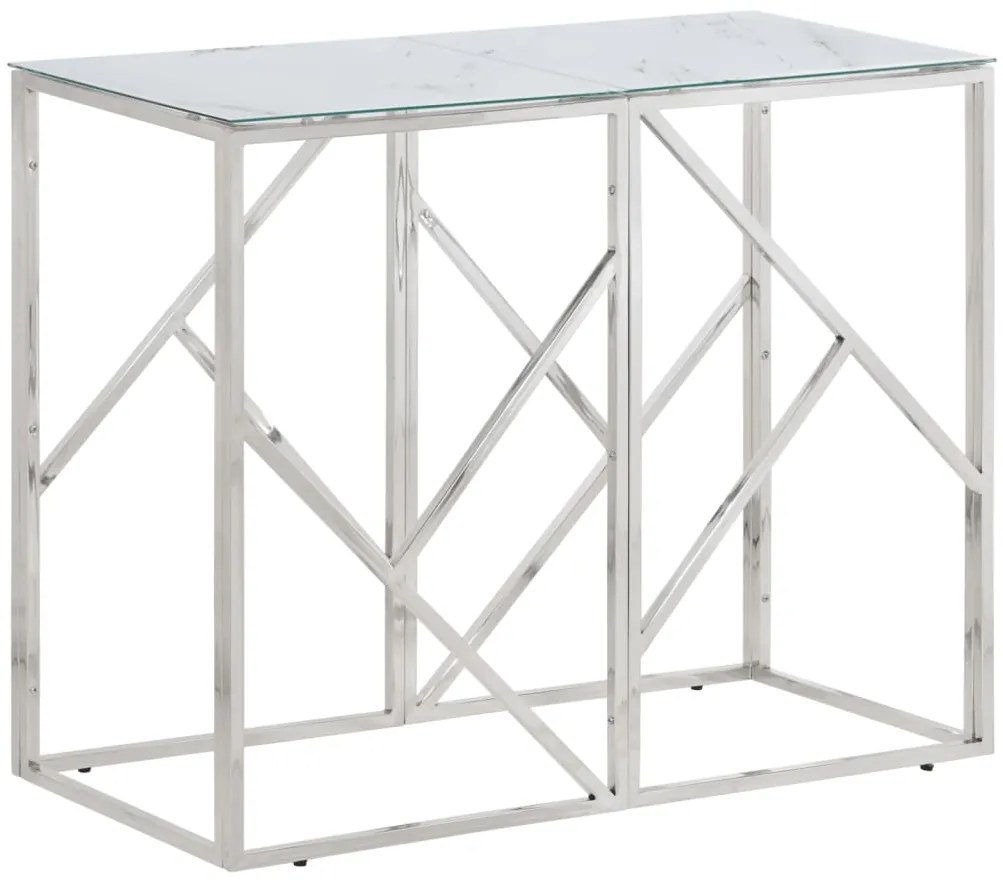 vidaXL Mesa consola aço inoxidável e vidro temperado prateado