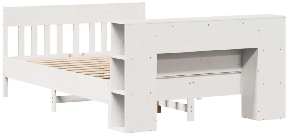 Cama com estante sem colchão 120x190 cm pinho maciço branco