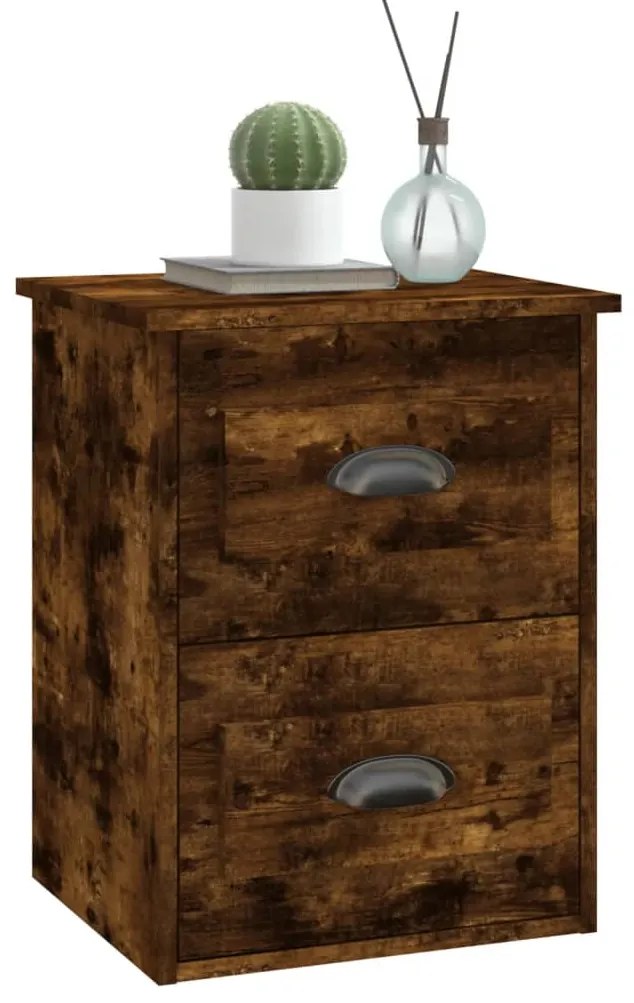 Mesa de cabeceira de parede 41,5x36x53 cm carvalho fumado