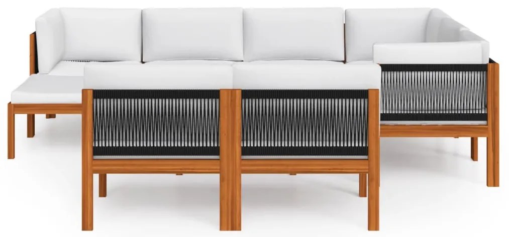 10 pcs conjunto lounge jardim c/ almofadões acácia maciça creme