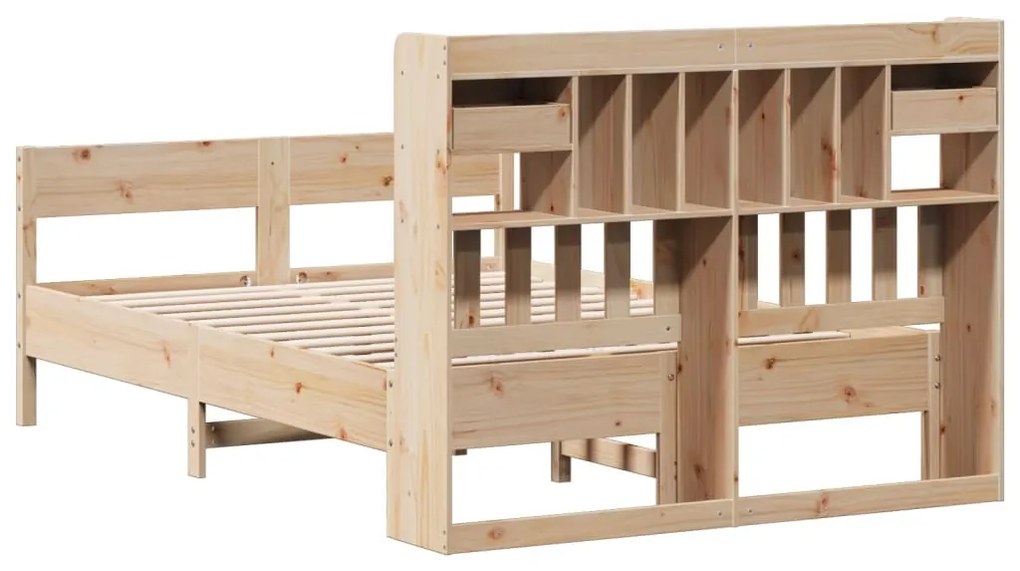 Cama com estante sem colchão 140x190 cm pinho maciço