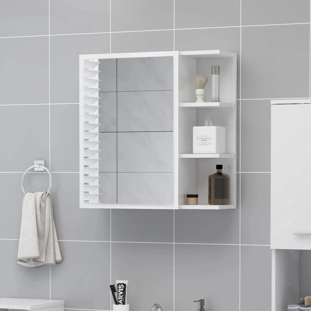 Armário WC c/ espelho 62,5x20,5x64 cm contrap. branco brilhante