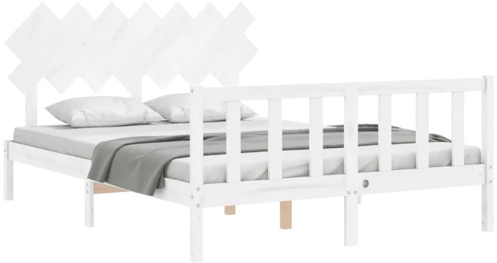 Cama sem colchão 140x190 cm madeira de pinho maciça branco