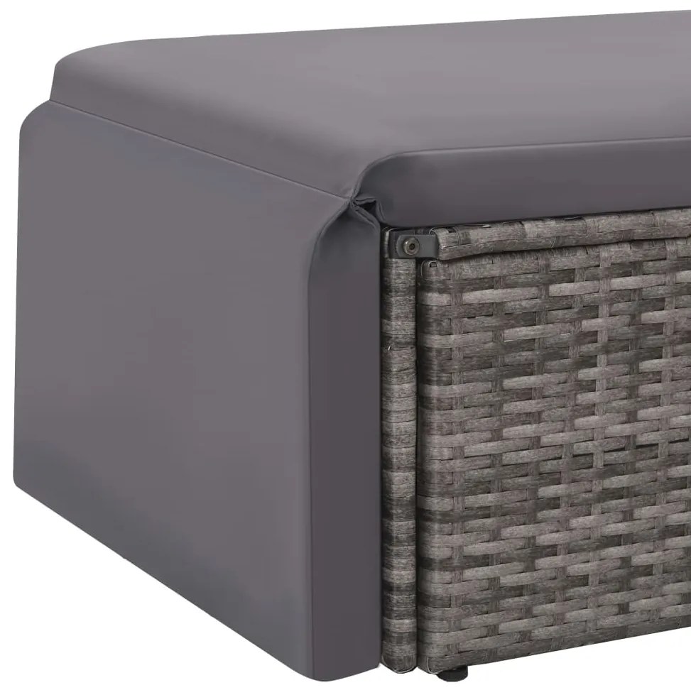 2 pcs conjunto lounge de jardim c/ almofadões vime PE cinzento