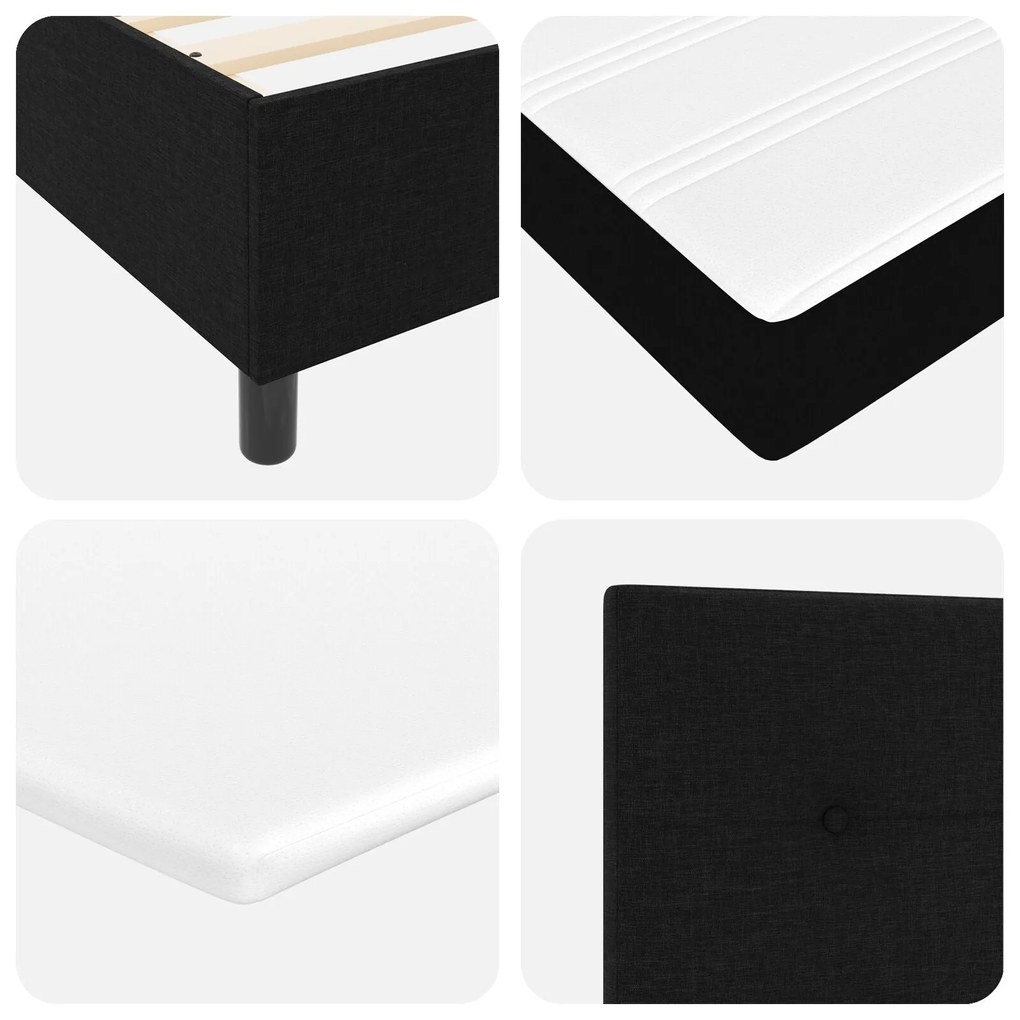 Cama Box Spring com Colchão Preto 90x200 cm Tecido