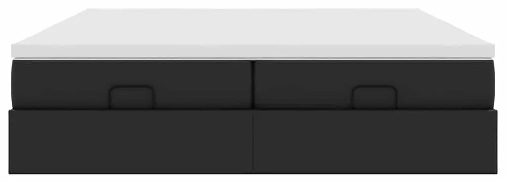 Estrutura de cama otomana com colchões pele artificial preta