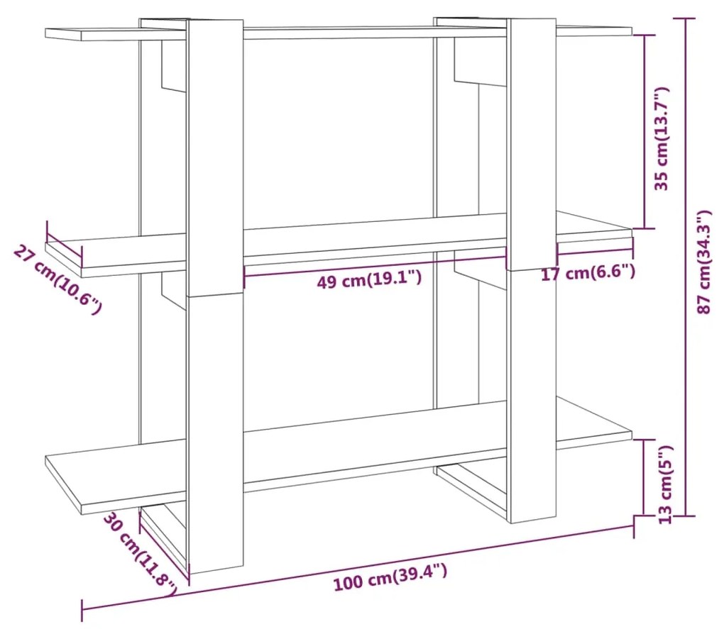 Estante/divisória 100x30x87 cm cor cinzento cimento