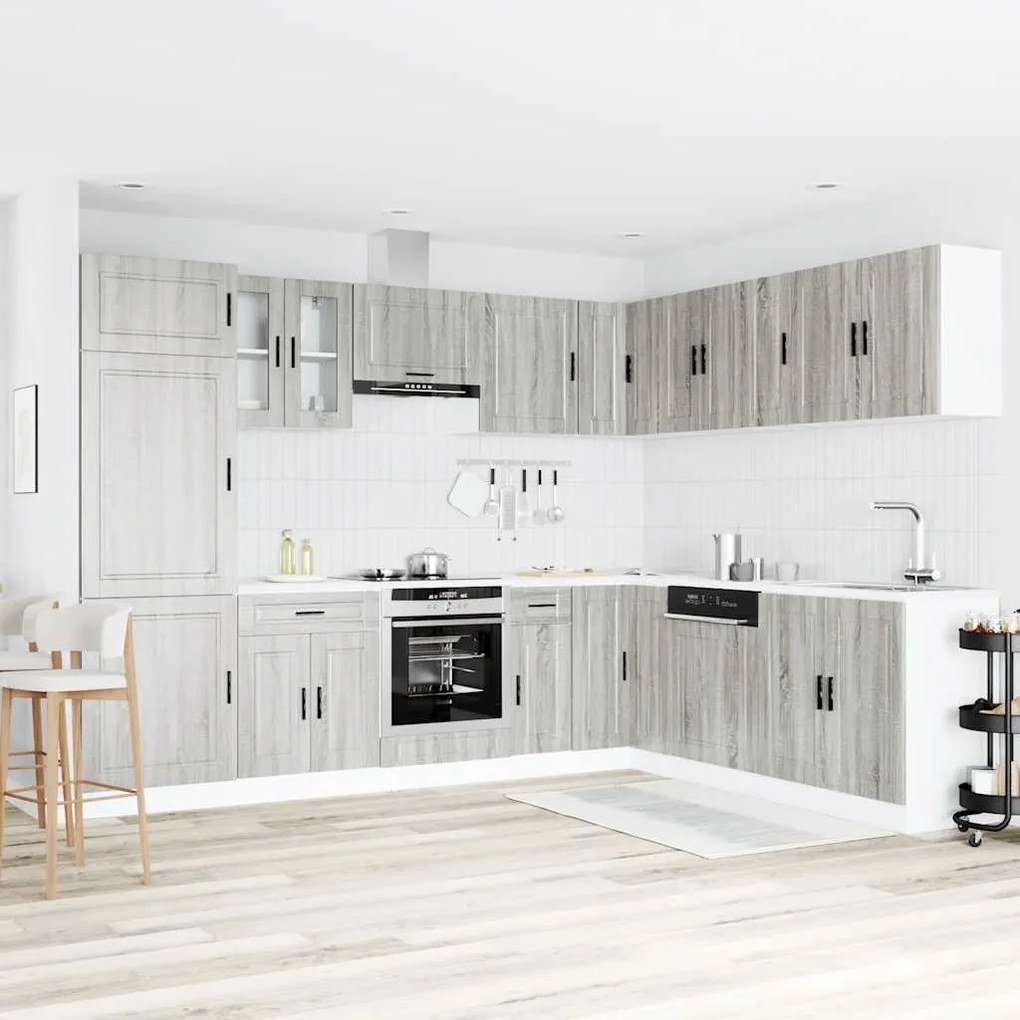 14 peças armário de cozinha conjunto Porto cinza sonoma