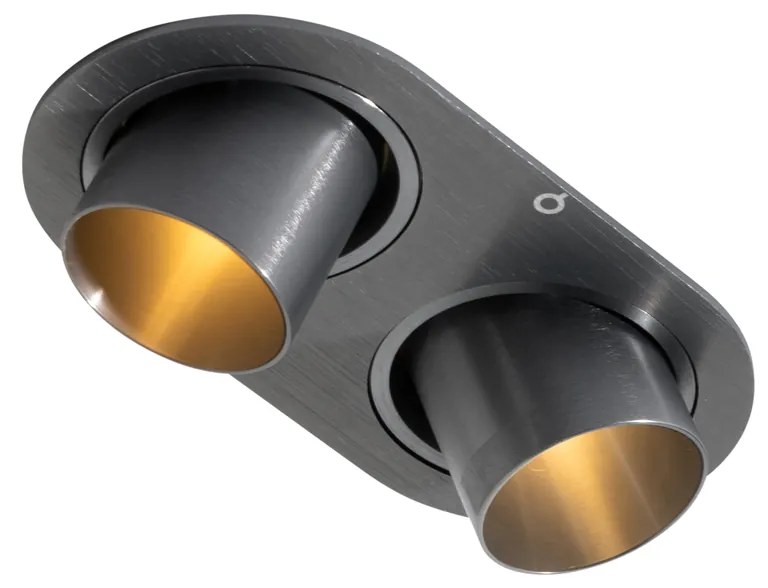 Foco embutido arredondado Cinza-escuro GU10 35mm Inclinável 2 Luzes - Installa