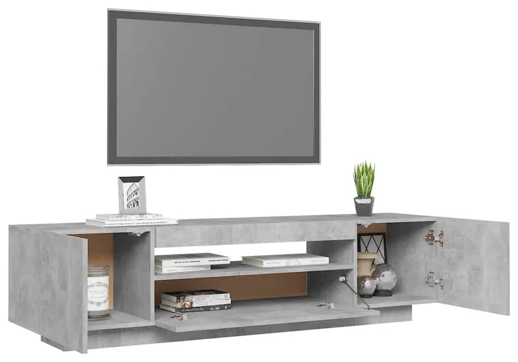 Móvel de TV com luzes LED 160x35x40 cm cinzento cimento