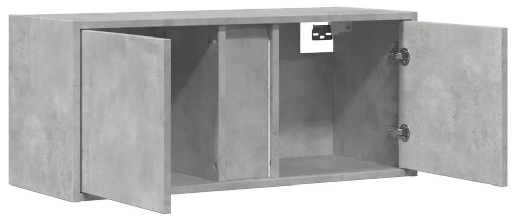 Móvel de parede p/ TV c/ luzes LED 80x31x35 cm cinzento cimento