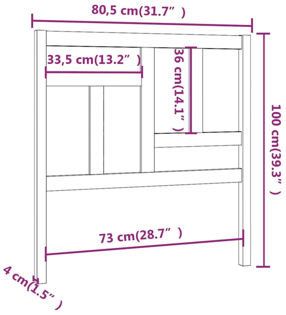 Cabeceira de cama 80,5x4x100 cm pinho maciço castanho mel