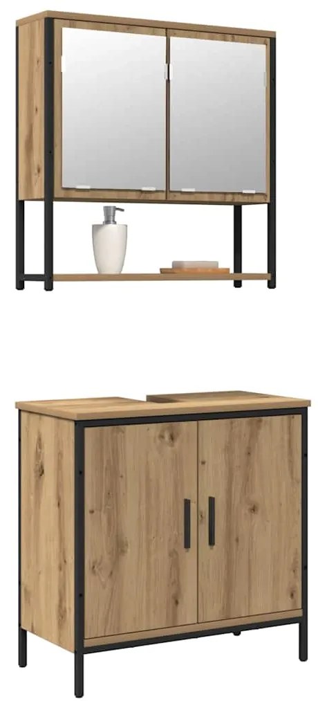 Conjunto de Móveis para Casa de Banho 2 Peças em Carvalho Artisan de M