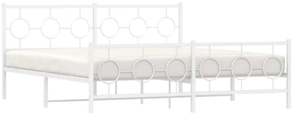 Estrutura de cama com cabeceira e pés 183x213 cm metal branco