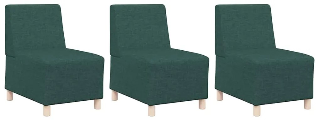 Cadeira de Sofá Cinza Claro 55 cm em Tecido 3 pcs Verde-escuro