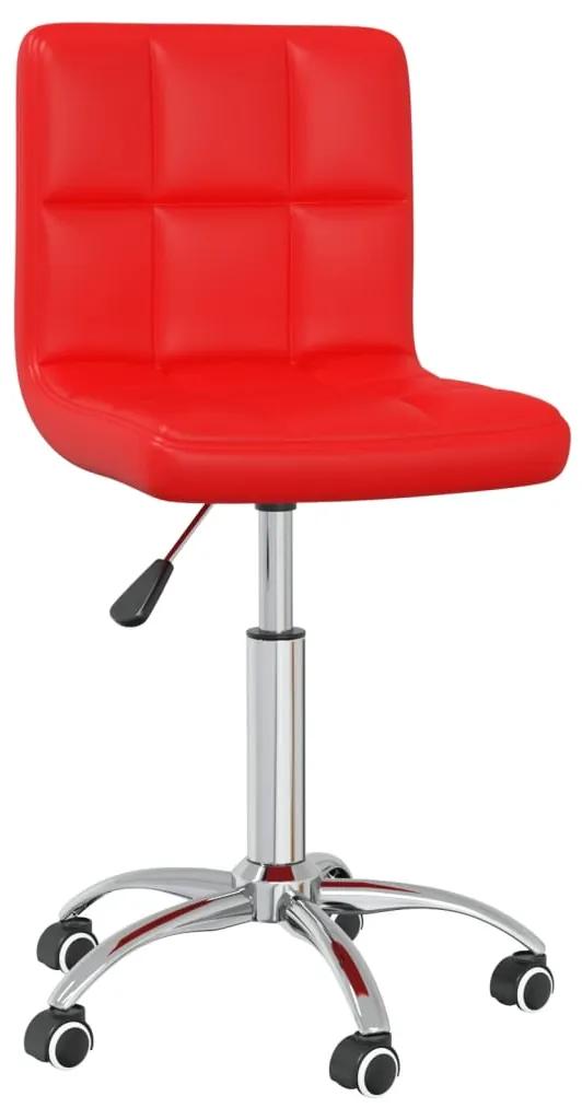 3087563 vidaXL Cadeira de jantar giratória couro artificial vermelho