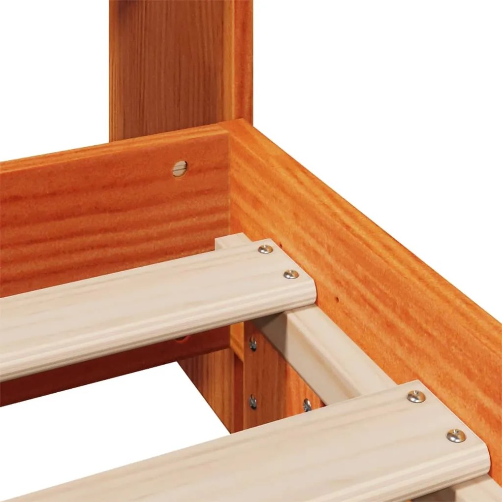 Cama sem colchão 90x190 cm madeira de pinho maciça castanho-mel