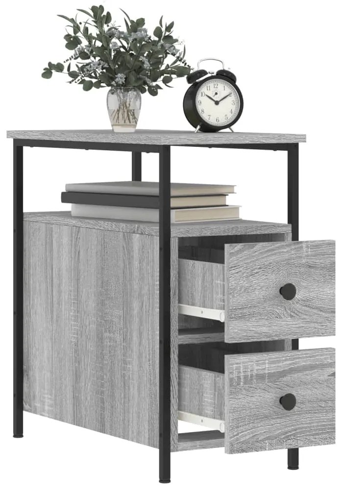 Mesa de cabeceira 30x60x60 cm derivados madeira sonoma cinza